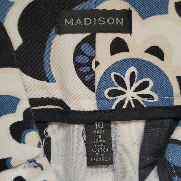 Madison Paisley Floral Blue Crop Pants Size 10 New With Tags - Picture 4 of 9